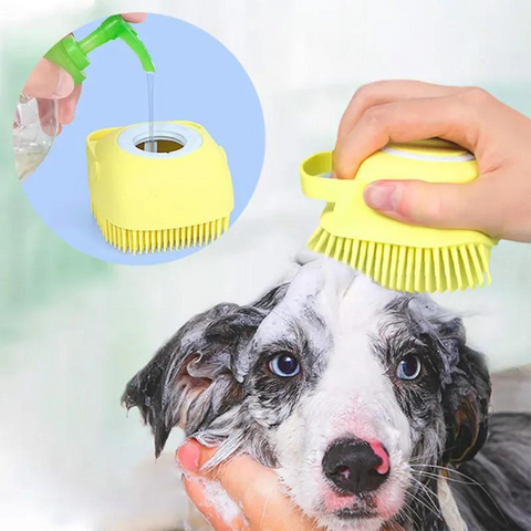 Cepillo para bañar mascotas con dispensador de Jabón exclusivo!