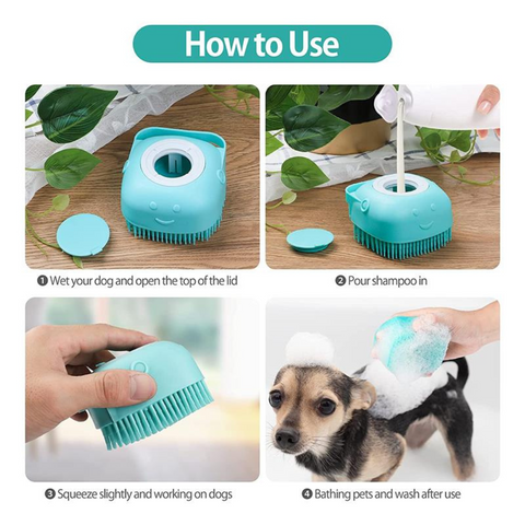 Cepillo para bañar mascotas con dispensador de Jabón exclusivo!